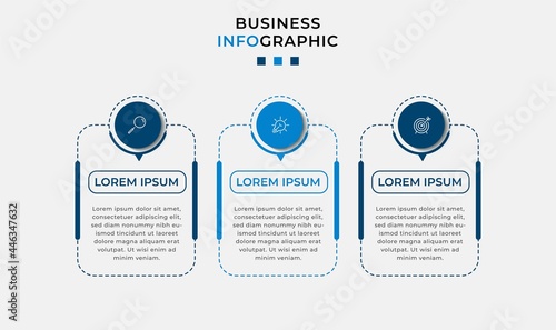Vector Infographic design illustration business template with icons and 3 options or steps. Can be used for process diagram, presentations, workflow layout, banner, flow chart, info graph
