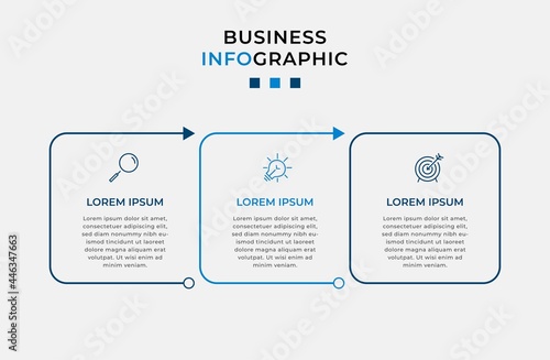 Vector Infographic design illustration business template with icons and 3 options or steps. Can be used for process diagram, presentations, workflow layout, banner, flow chart, info graph