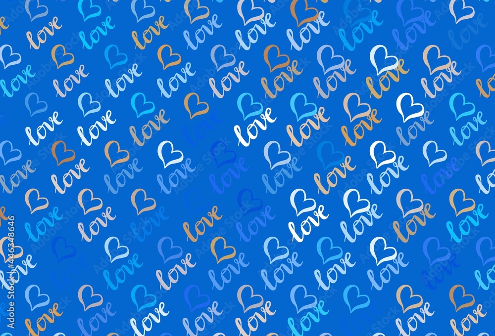Light Blue, Yellow vector background with hearts. Light Blue, Yellow vector background with hearts.