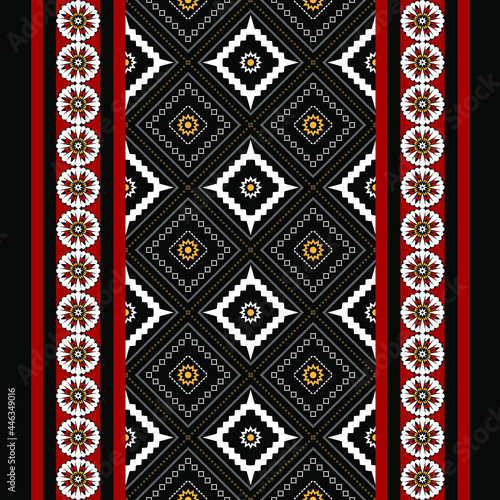 Geometric ethnic oriental seamless pattern traditional Design for background,carpet,wallpaper.clothing,wrapping,Batik fabric,Vector illustration.embroidery style - Sadu, sadou, sadow or sado