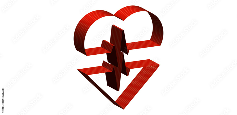 Obraz premium Creative illustration. Heartbeat shape athletic track.