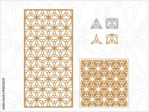 seamless pattern Laser cutting cnc Decorative screen grill board papercut polygon0003A