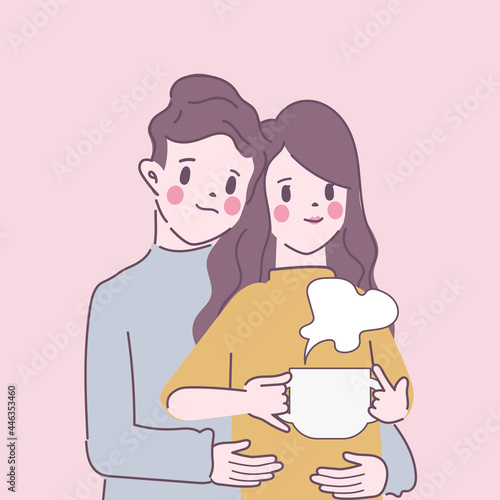 Young couple stay at home.