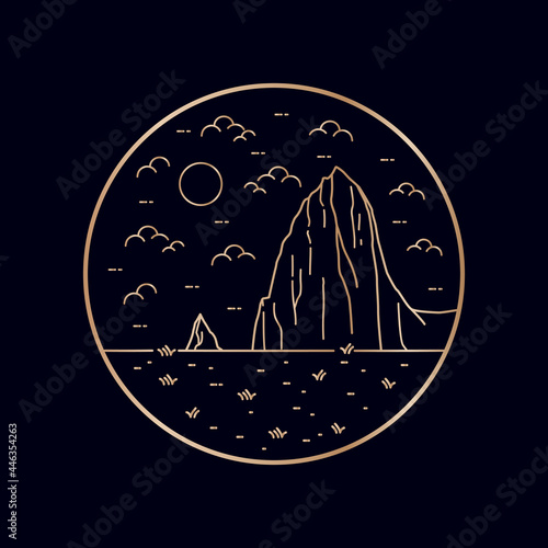 Capitol Reef National Park vector illustration in monoline style
