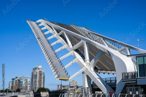 The Johnson Street Bridge in Victoria, BC in raised position. photo