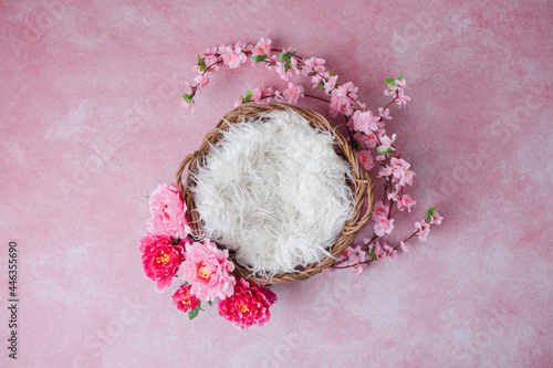 Newborn digital backdrop with flowers