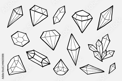 Doodle hand draw diamond set, vector illutration.