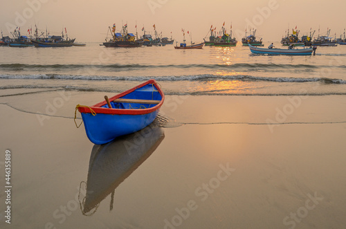 Fishing boats on the beach photo