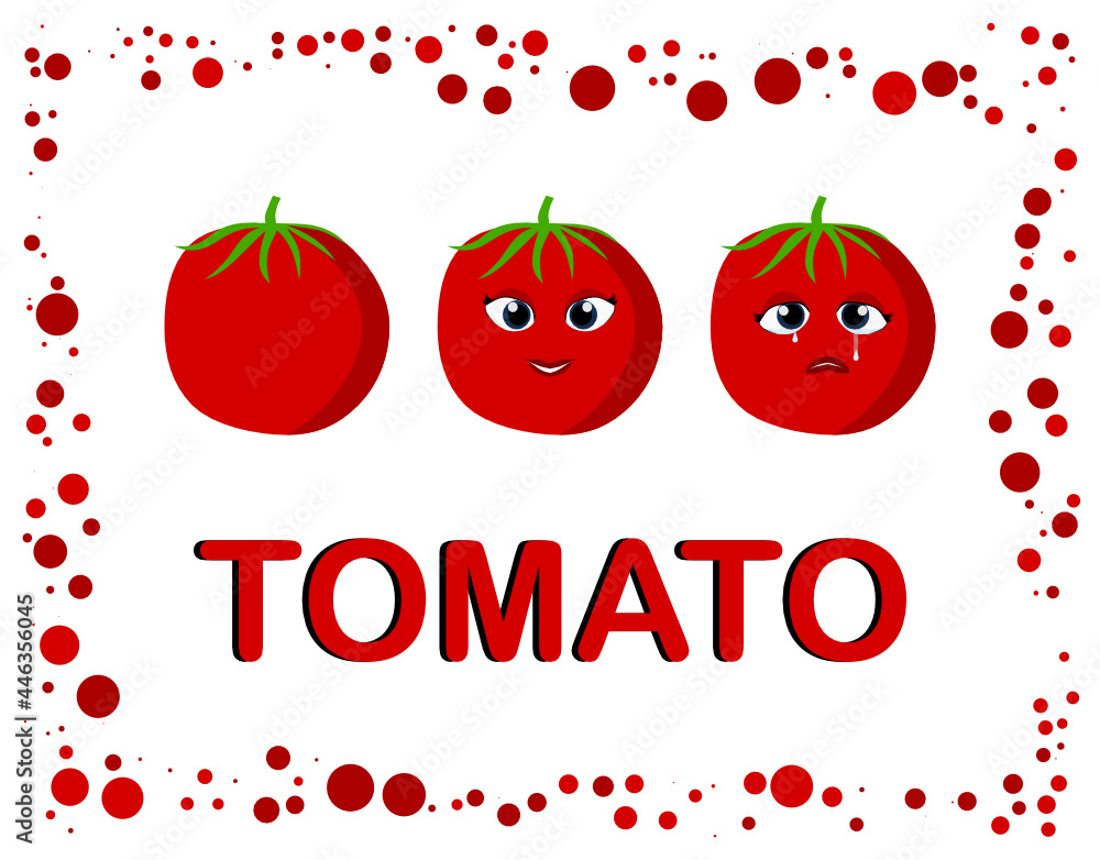 Attractive vegetable of vector card of tomato emoji set. This tomato
