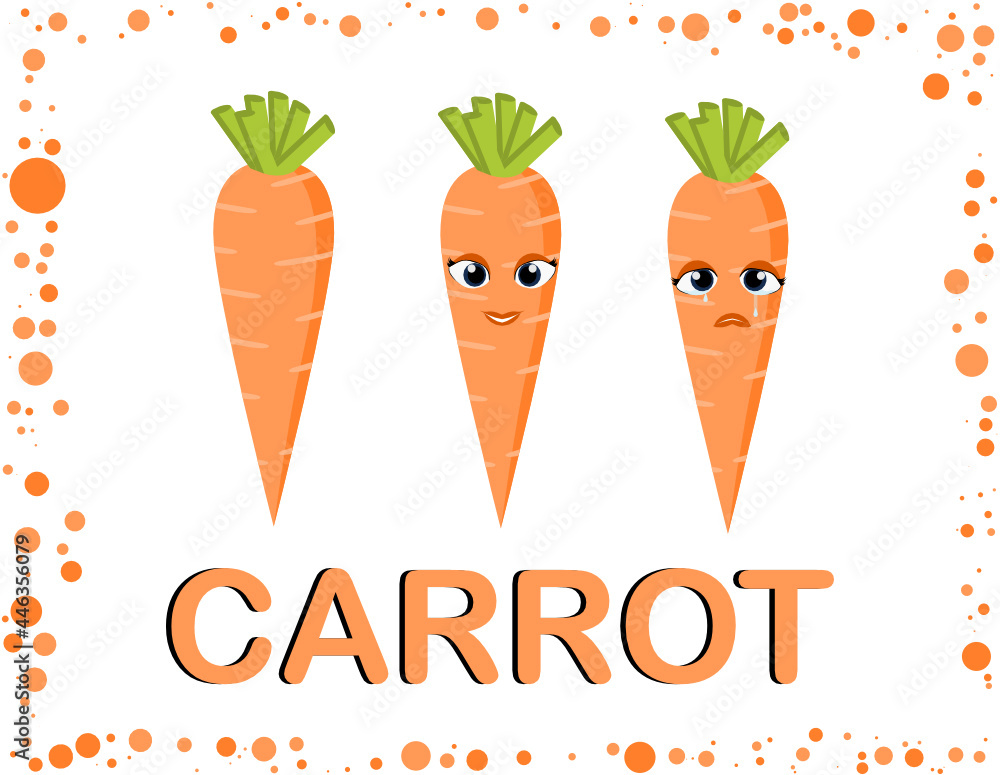 Attractive vegetable of vector card of carrot emoji set. This carrot