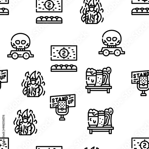 Events And Festival Vector Seamless Pattern Thin Line Illustration
