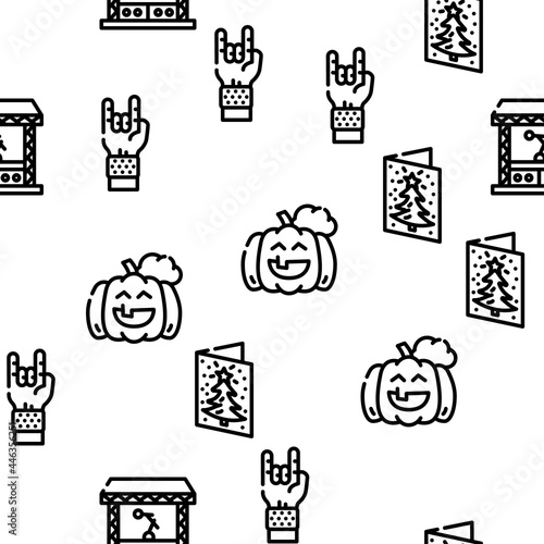 Events And Festival Vector Seamless Pattern Thin Line Illustration