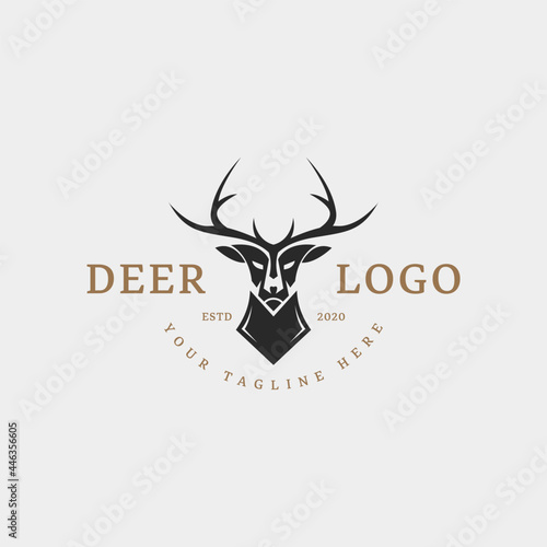 Hunting club symbol inspiration, vintage icon deer logo design