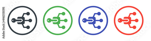 Key access to padlock for digital system icon. Security and protection concept