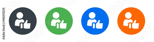 Thumb up, like, recommend icon. Vector icon. Customer experience concept