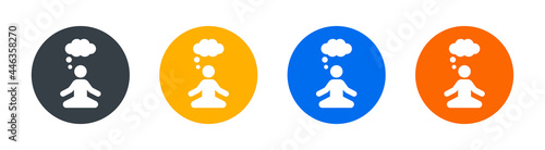 Person do meditation with thinking cloud icon vector illustration. Thought concept.