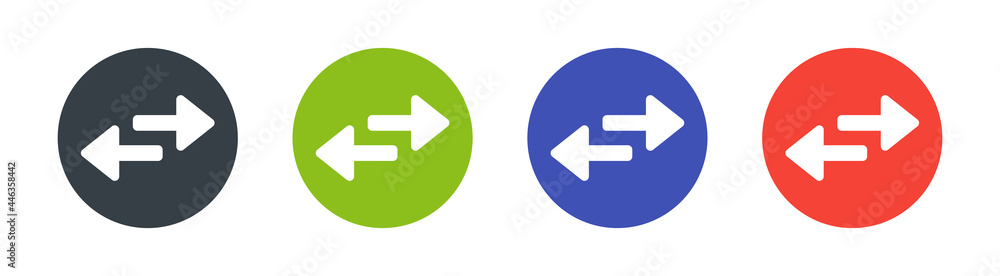 Exchange icon set. Direction arrows for transfer icon sign vector illustration. Exchange icon set. Direction arrows for transfer icon sign vector illustration.