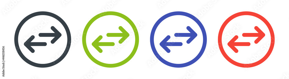 Replace, reverse, arrow exchange, swap icon on button sign.