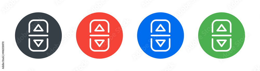 Elevator, lift button. Elevator arrows up and down icon sign vector illustration. Elevator, lift button. Elevator arrows up and down icon sign vector illustration.