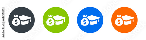 Scholarship icon. College fee, tuition expenses sign symbol. Student loan concept.