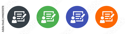 User with storytelling symbol of writer, author, essayist and blogger icon. isolated vector