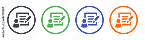Writer icon. Containing person, writing, editor, essay and pen icon. Vector illustration