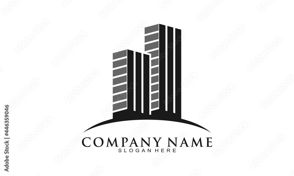 Elegant skyscraper building logo vector