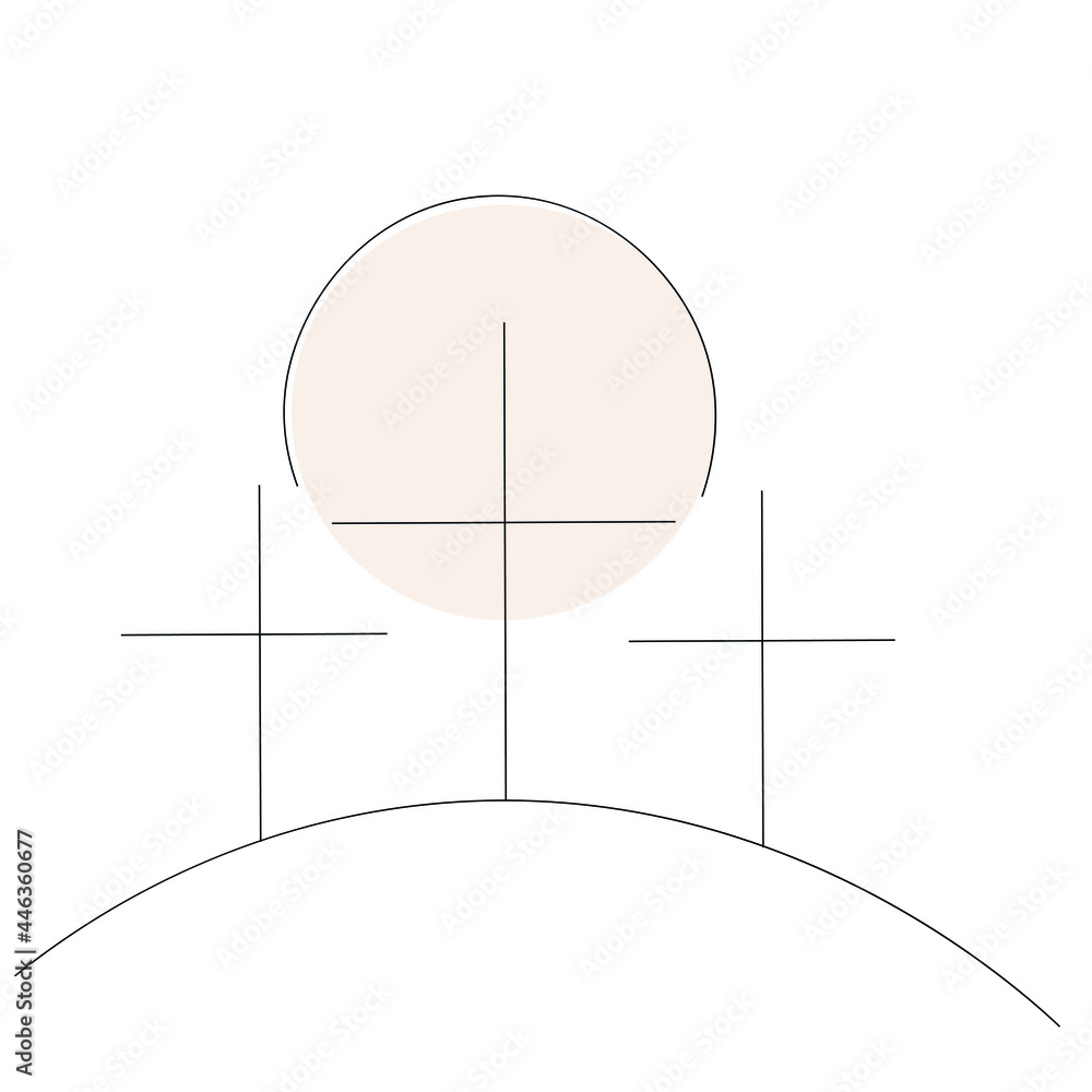 Golgotha hill with cross of Jesus Christ line drawing vector illustration Golgotha hill with cross of Jesus Christ line drawing vector illustration