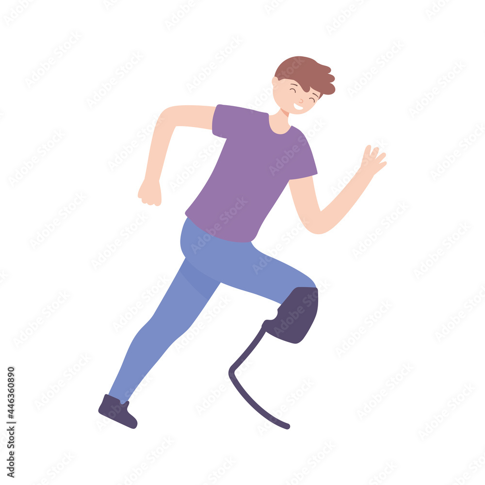 man running with prosthesis leg man running with prosthesis leg