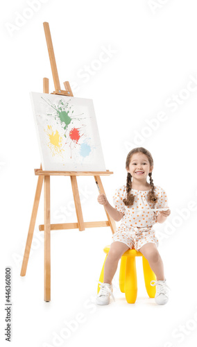 Cute little artist on white...