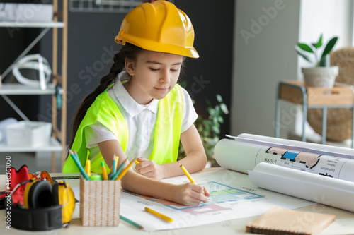 Cute little architect worki...