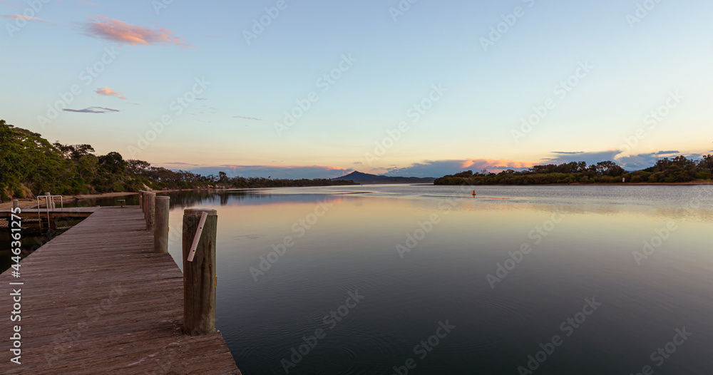 Beautiful Late afternoon panoramic view of Australia river.