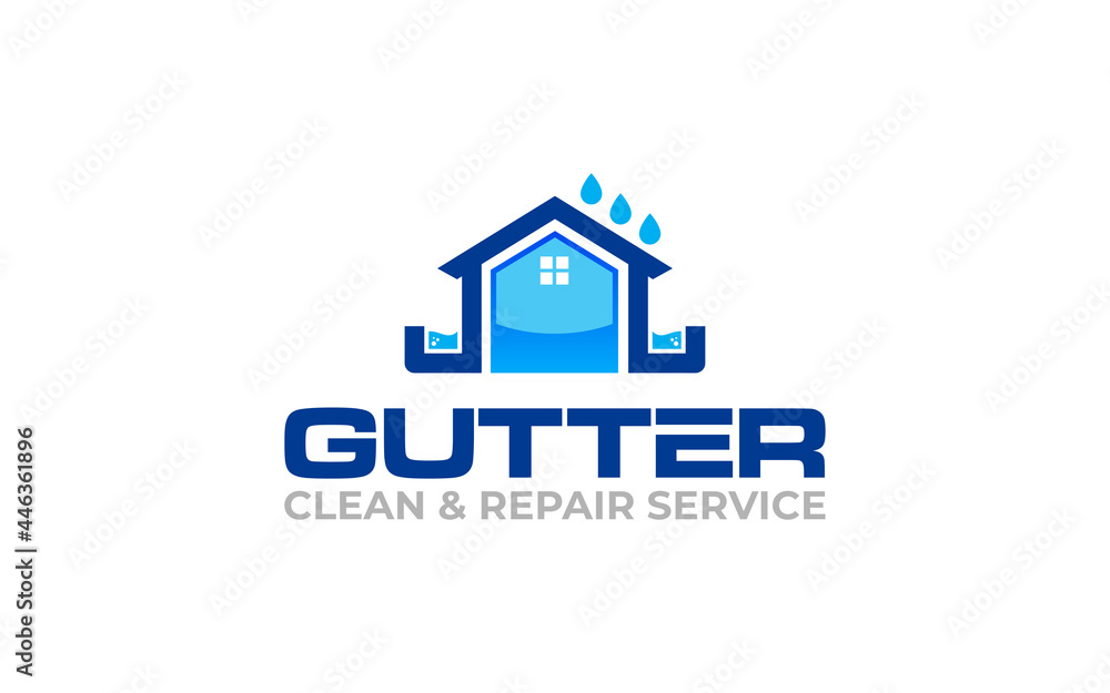 Illustration vector graphic of gutter installation and repair service logo design template