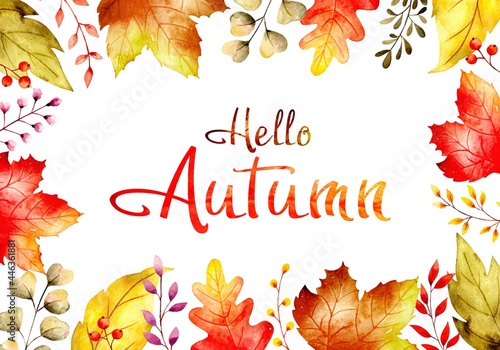 Watercolor hello autumn background