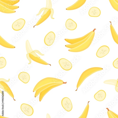 Cute cartoon banana. Seamless pattern for design of fabric, clothing, wallpaper, paper. Seamless isolated background.