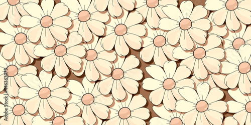Fototapeta Set of DAISIES in nostalgic ocher tone