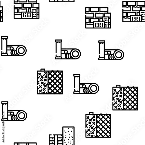 Building Material Vector Seamless Pattern Thin Line Illustration