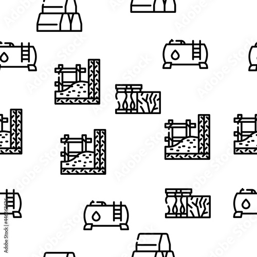 Building Material Vector Seamless Pattern Thin Line Illustration
