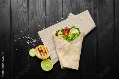 Healthy chicken wrap with f...