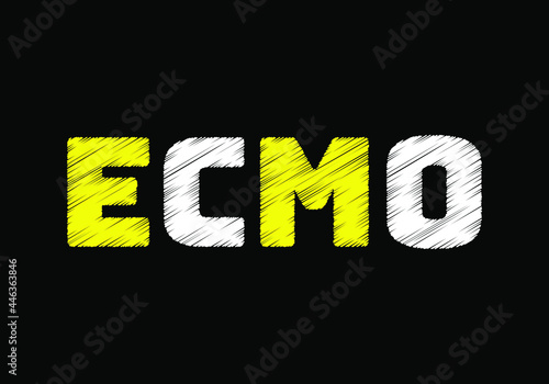 ECMO writing on black background. Extra Corporeal Membrane Oxygenation Concept