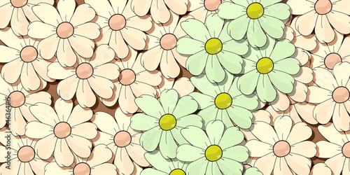 Obraz na plátně Set of DAISIES in nostalgic ocher tone and natural colors in elegant contrast