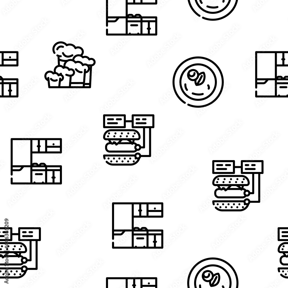 Cooking Courses Lesson Vector Seamless Pattern Thin Line Illustration