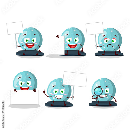 Magic crystal ball cartoon character bring information board
