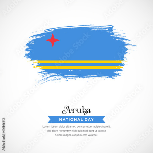 Brush stroke concept for Aruba national flag. Abstract hand drawn texture brush background