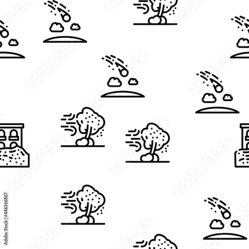 Disaster Destruction Vector Seamless Pattern Thin Line Illustration