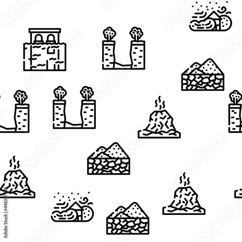 Disaster Destruction Vector Seamless Pattern Thin Line Illustration