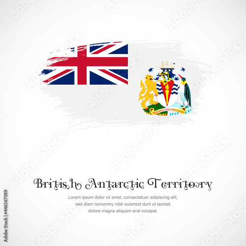 Brush stroke concept for British Antarctic Territory national flag. Abstract hand drawn texture brush background