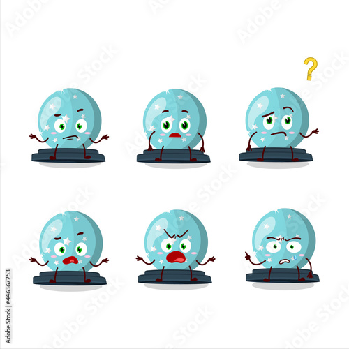 Cartoon character of magic crystal ball with what expression