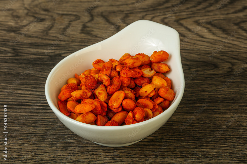 Chili peanut snack in the bowl Chili peanut snack in the bowl