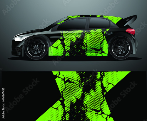 Rally car decal graphic wrap vector, abstract background